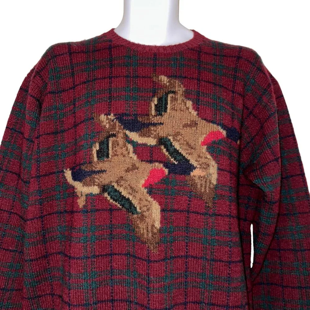 Rare Vintage Ralph Lauren Mallard Duck Sweater Mens L Wool Plaid Christmas - Picture 2 of 11